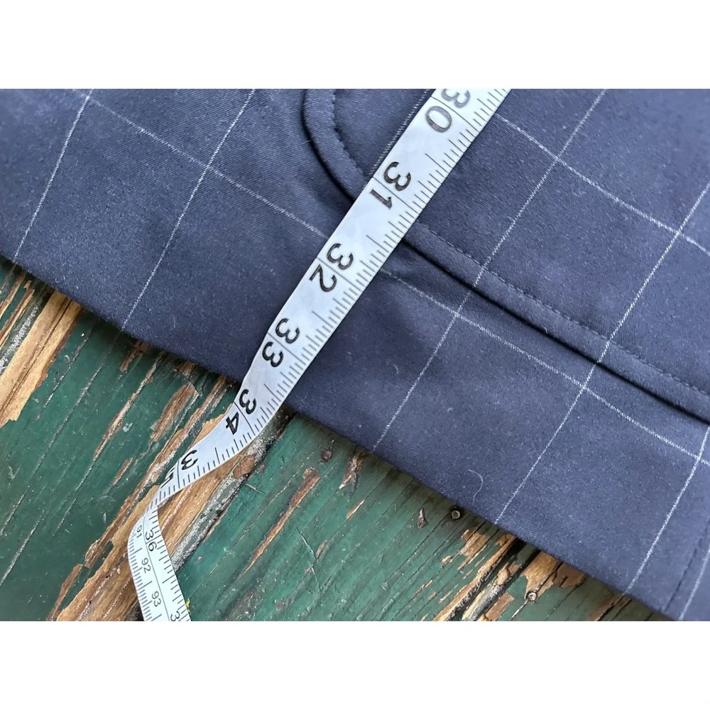 Oak Hill Mens Navy Blue Windowpane Blazer Sport Coat Jacket 2XL 50-52 Big & Tall
